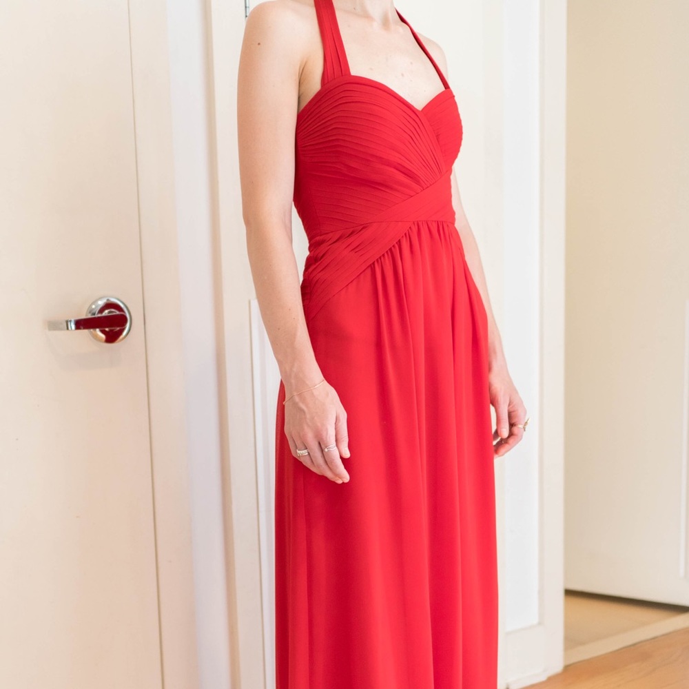 BCBG MaxAzria Selene Halter-Neck Ruched Gown